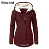 Women's Autumn Winter Coat Warm Solid Plush Thickened Long Jacket Outdoor Hiking Hooded Casual Windproof Parka Coat Overcoat