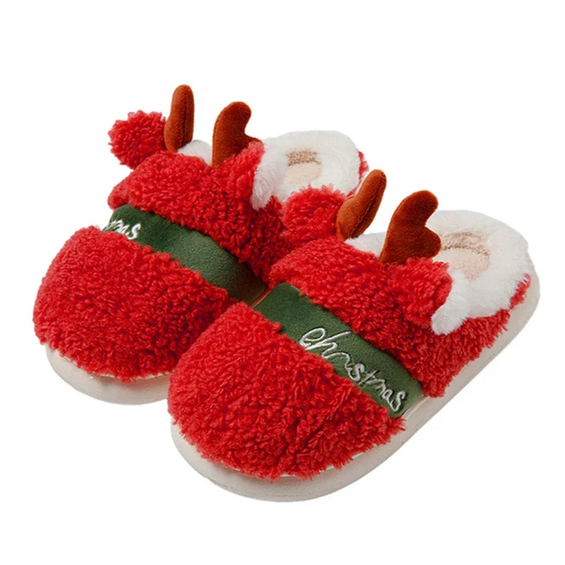 Women s Christmas Fuzzy Slippers Soft Comfy Antler Bedroom Slippers Non Slip Warm House Shoes for Christmas