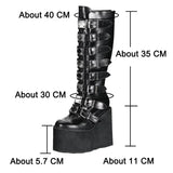 Women's Cosplay High Boots Winter Long Tube Leather Knight Boot Punk Gothic Classic Black High Heel Shoes Knee-High