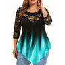 Women's Lace 3/4 Sleeve Tunic Tops Ladies Gradient T-Shirt Blouse High Quality Clothing Plus Size 2023