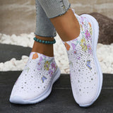 Women's Soft Printed Flats Autumn Breathable Knitted Platform Sneakers Woman Chinese Style Flowers Casual Shoes Plus Size 43