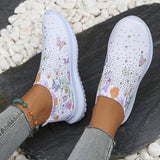 Women's Soft Printed Flats Autumn Breathable Knitted Platform Sneakers Woman Chinese Style Flowers Casual Shoes Plus Size 43