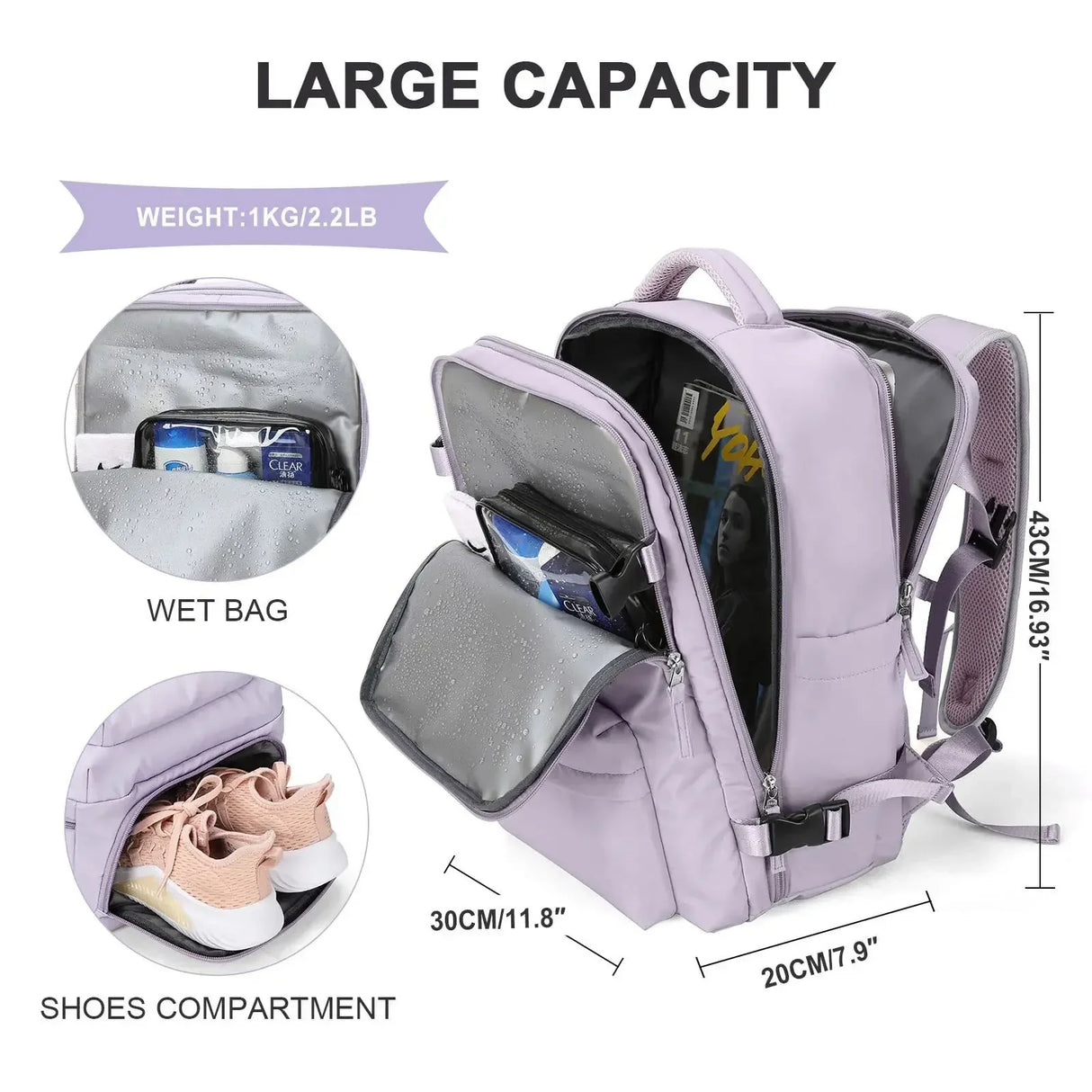 Women's Travel Backpack Bag Large Capacity Multi-Function Suitcase USB Charging School Bags Woman Luggage Lightweight Bagpacks