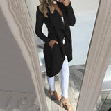 Women's Waterfall Lapel Trench Coat Ladies Cardigan Jacket Outwear Tops Plus Size Clothing Blazer Suit Clothes 2023-2024