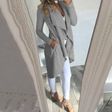 Women's Waterfall Lapel Trench Coat Ladies Cardigan Jacket Outwear Tops Plus Size Clothing Blazer Suit Clothes 2023-2024