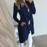 Women's Waterfall Lapel Trench Coat Ladies Cardigan Jacket Outwear Tops Plus Size Clothing Blazer Suit Clothes 2023-2024