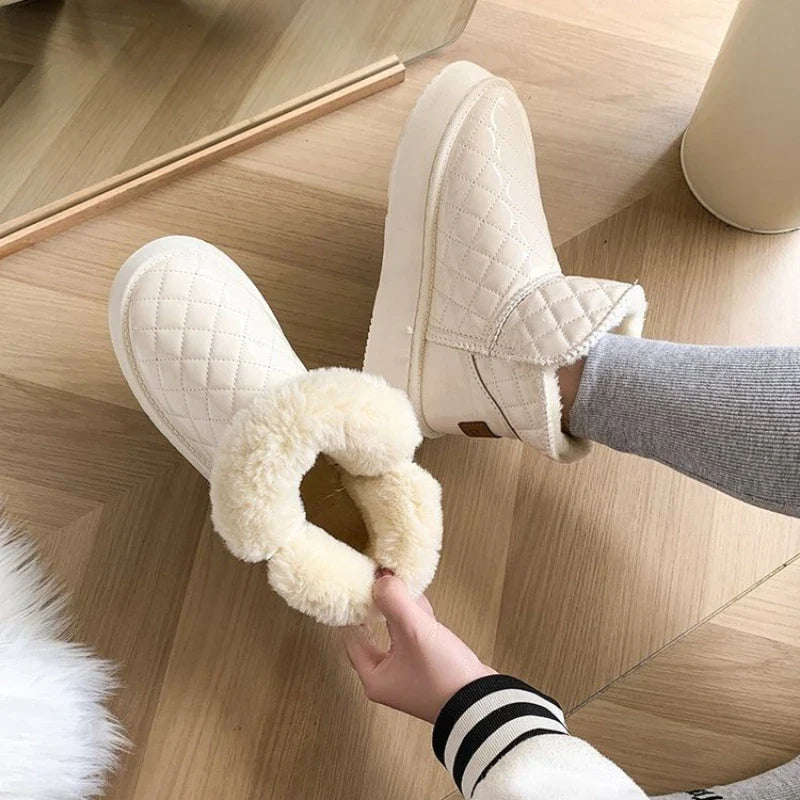 Women's snow boots, winter warm plush boots, women's flat shoes, winter casual shoes, women's ankle boots