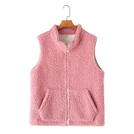 Womens Plus Size Polar Fleece Vests Winter Casual Clothing Fashion Velvet Liner Warm Outwear Sleeveless Jacket F31 8465