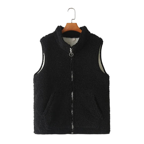 Womens Plus Size Polar Fleece Vests Winter Casual Clothing Fashion Velvet Liner Warm Outwear Sleeveless Jacket F31 8465