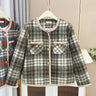 Womens Plus Size Woollen Jacket Autumn Casual Clothing Fashion Chic Plaid O-neck Outwear Curve Coats H5 8950