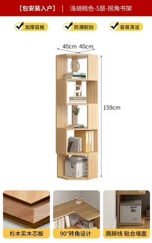 Wood Bookcase Magazine Rack Kitchen Corner White Shelf Bookcase Office Organizer Scaffale Libreria Living Room Furniture YN50BC1