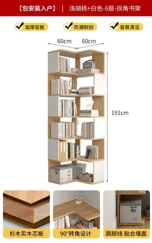 Wood Bookcase Magazine Rack Kitchen Corner White Shelf Bookcase Office Organizer Scaffale Libreria Living Room Furniture YN50BC1