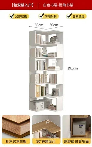 Wood Bookcase Magazine Rack Kitchen Corner White Shelf Bookcase Office Organizer Scaffale Libreria Living Room Furniture YN50BC1