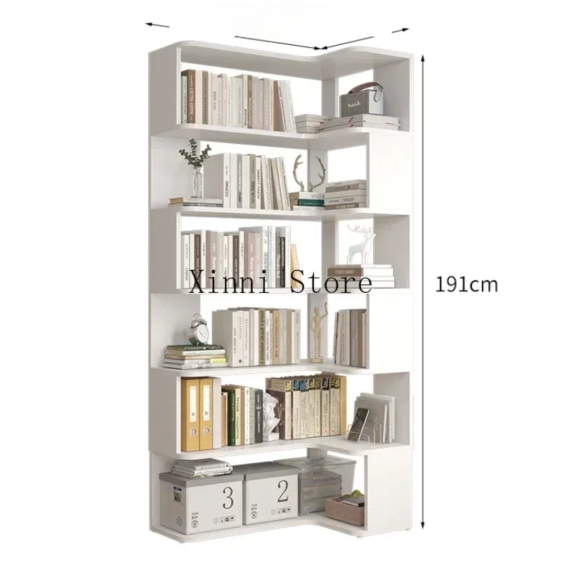 Wood Bookcase Magazine Rack Kitchen Corner White Shelf Bookcase Office Organizer Scaffale Libreria Living Room Furniture YN50BC1