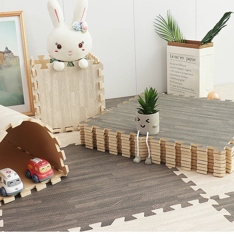 Wood Grain Puzzle Floor Foam Carpet Bedroom Splicing Mat  Baby Play Mat Interlocking Exercise Tiles30*30cm