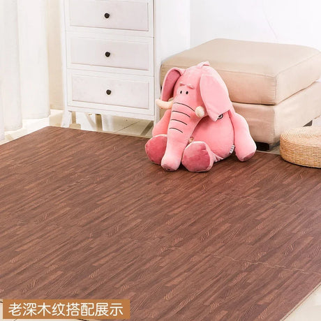 Wooden Baby EVA Foam Play Gym Puzzle Mat Interlocking Exercise Tiles Crawling Carpet for Kids Game Activity Soft Floor 30x30x1cm