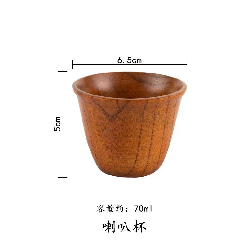 Wooden Big Belly Cups Japan Style Milk Water Cup with Handle Coffee Beer Tea Mug Handmade Natural Kitchen Bar Drinkware Cups