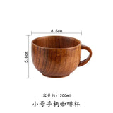 Wooden Big Belly Cups Japan Style Milk Water Cup with Handle Coffee Beer Tea Mug Handmade Natural Kitchen Bar Drinkware Cups