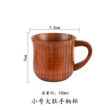 Wooden Big Belly Cups Japan Style Milk Water Cup with Handle Coffee Beer Tea Mug Handmade Natural Kitchen Bar Drinkware Cups