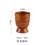 Wooden Big Belly Cups Japan Style Milk Water Cup with Handle Coffee Beer Tea Mug Handmade Natural Kitchen Bar Drinkware Cups