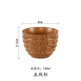 Wooden Big Belly Cups Japan Style Milk Water Cup with Handle Coffee Beer Tea Mug Handmade Natural Kitchen Bar Drinkware Cups