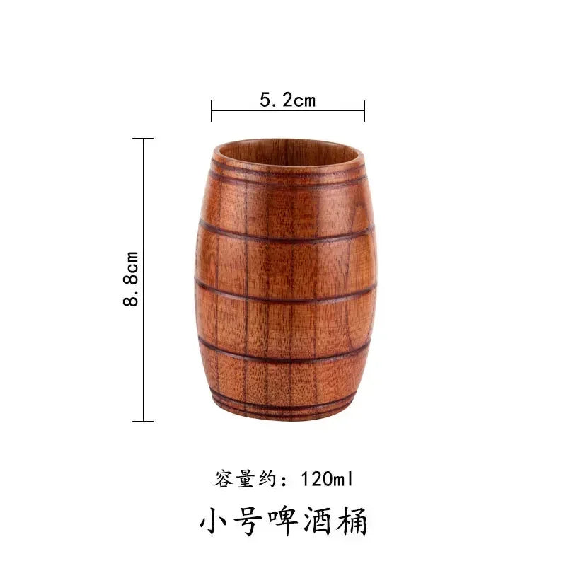 Wooden Big Belly Cups Japan Style Milk Water Cup with Handle Coffee Beer Tea Mug Handmade Natural Kitchen Bar Drinkware Cups