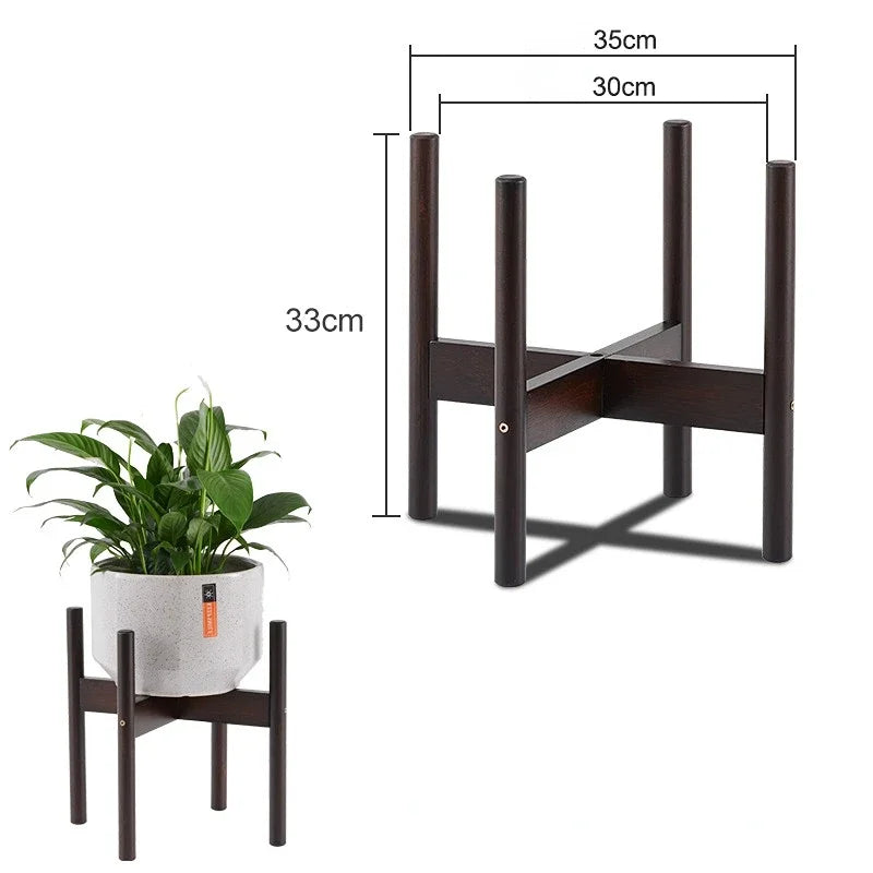 Wooden Cross Four-legged Flower Stand Strong Durable Free Bonsai Stand Home Tray Pot Bamboo Display Shelf Holder Plant Decor