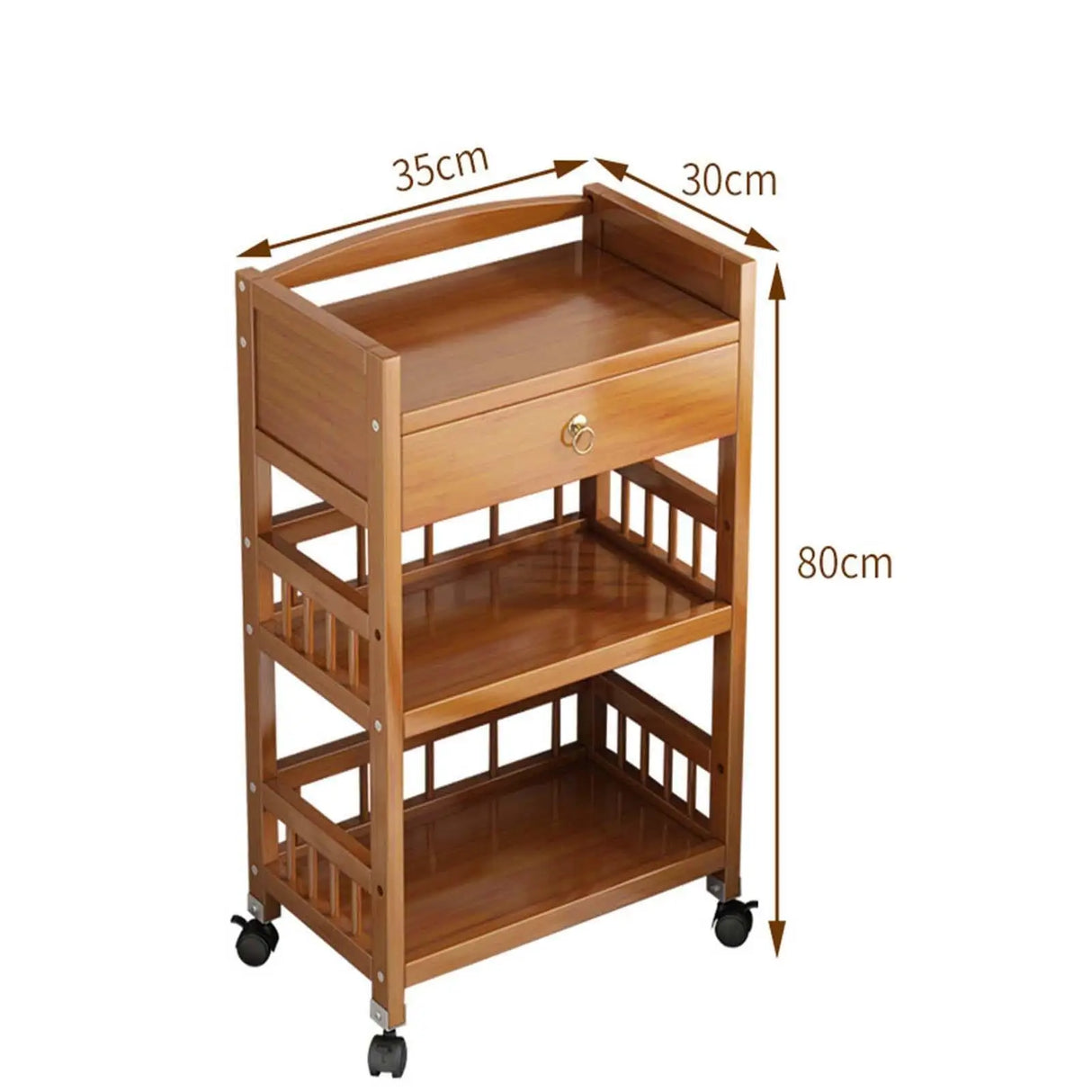 Wooden Movable Tea Table with Wheels Corner Cabinet Three Layers for Living/Dining Room Sofa Side Table High-quality