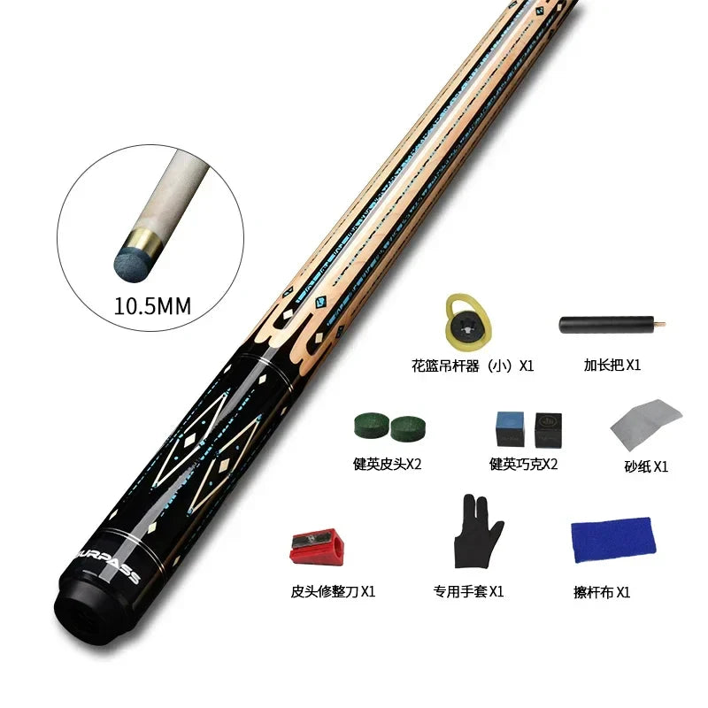 Wooden Pool Snooker Billiard Cue Case 3/4 Black Shaft Snooker Billiard Cue Choke 10.5mm Stecca Biliardo Billiard Accessories