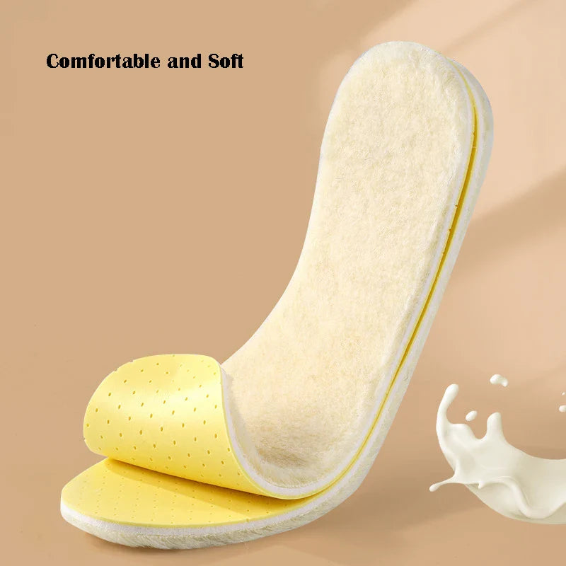 Wool Latex Insoles Men Women Winter Keep Heated Warm Insoles Soft Thicken Cashmere Shoes Insert Thermal Plush Ventilate Shoe Pad