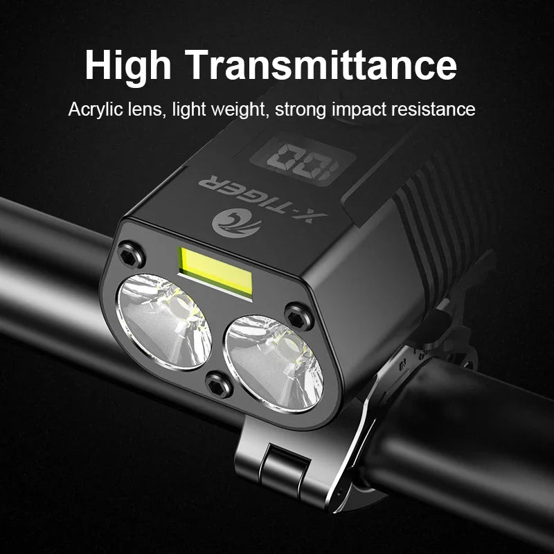 X-Tiger Bike Light Headlight Bicycle Lamp With Power Bank Rechargeable LED 5200mAh MTB Bicycle Light Flashlight Bike Accessories