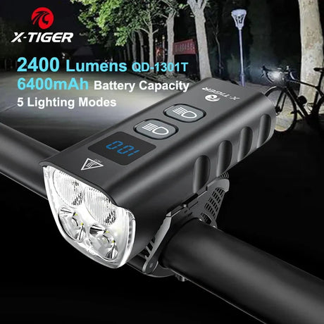 X-Tiger Bike Light Headlight Bicycle Lamp With Power Bank Rechargeable LED 5200mAh MTB Bicycle Light Flashlight Bike Accessories