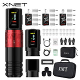 XNET Vipera Wireless Tattoo Machine Kit Adjustable Stroke 2.4-4.2mm OLED Display 60pcs Mixed Tattoo Cartridge for Tattoo Artists