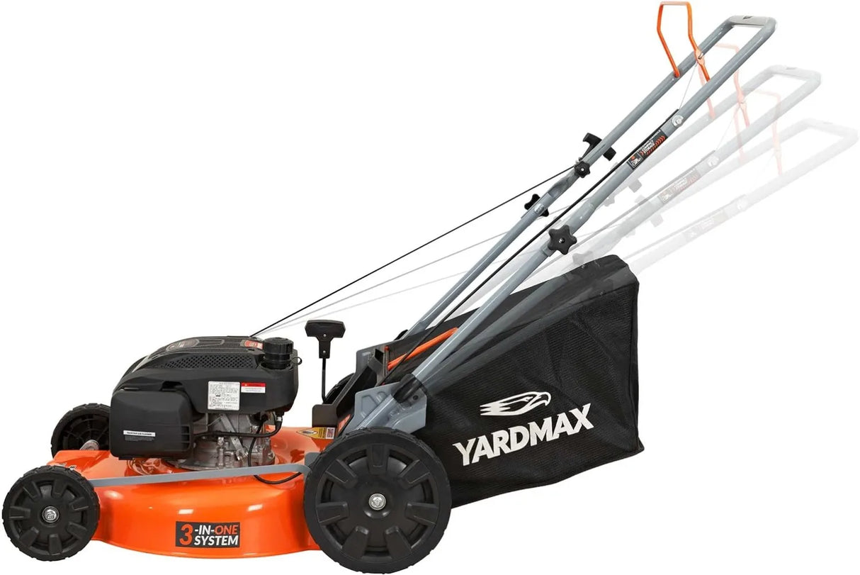 YARDMAX 21 in. 170cc 3-in-1 Gas Walk Behind Push Lawn Mower with High Rear Wheels  outdoor furniture