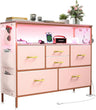 YILQQPER Dresser for Bedroom TV Stand with Power Outlets and LED Light, 6 Drawers Dresser with Side Pockets & Hooks