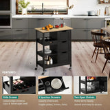 YITAHOME Kitchen Island with Storage, Kitchen Cart for Home, Rolling Serving Utility Trolley Cart on Wheel with 3 Drawers