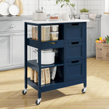 YITAHOME Kitchen Island with Storage, Kitchen Cart for Home, Rolling Serving Utility Trolley Cart on Wheel with 3 Drawers