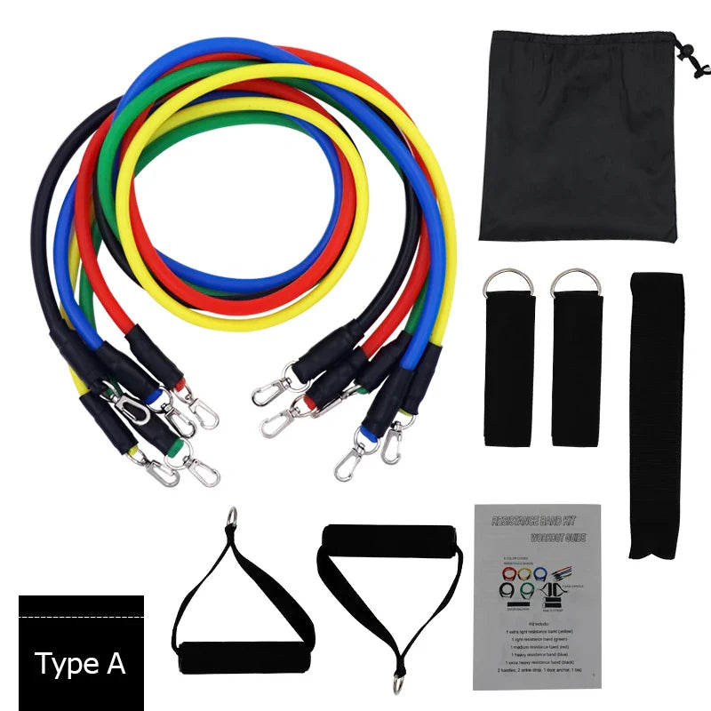 YOUGLE 11pcs /set Resistance Bands Set Latex Tubes Pull Rope With Door Anchor Handles Ankle Straps For Training Physical Therapy