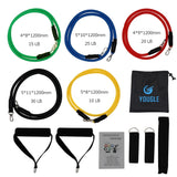 YOUGLE 11pcs /set Resistance Bands Set Latex Tubes Pull Rope With Door Anchor Handles Ankle Straps For Training Physical Therapy