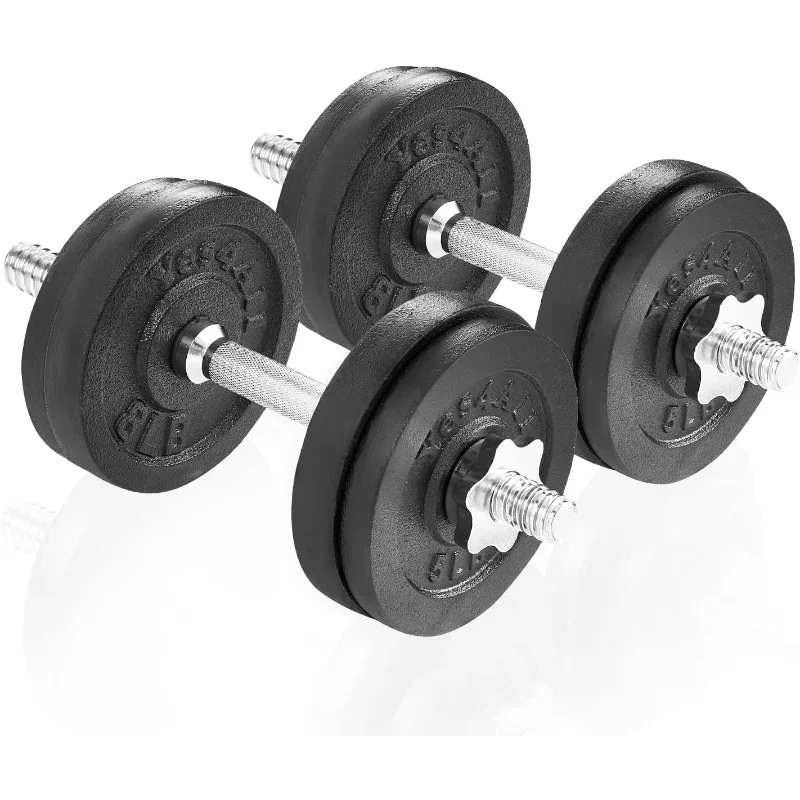 Yes4All Cast Iron Weights Adjustable Dumbbell Sets for Home Gym with Bars, Plates, Collars dumbbell set