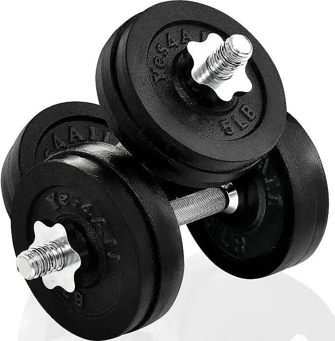 Yes4All Cast Iron Weights Adjustable Dumbbell Sets for Home Gym with Bars, Plates, Collars dumbbell set