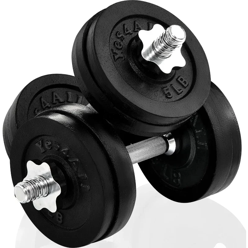 Yes4All Cast Iron Weights Adjustable Dumbbell Sets for Home Gym with Bars, Plates, Collars dumbbell set