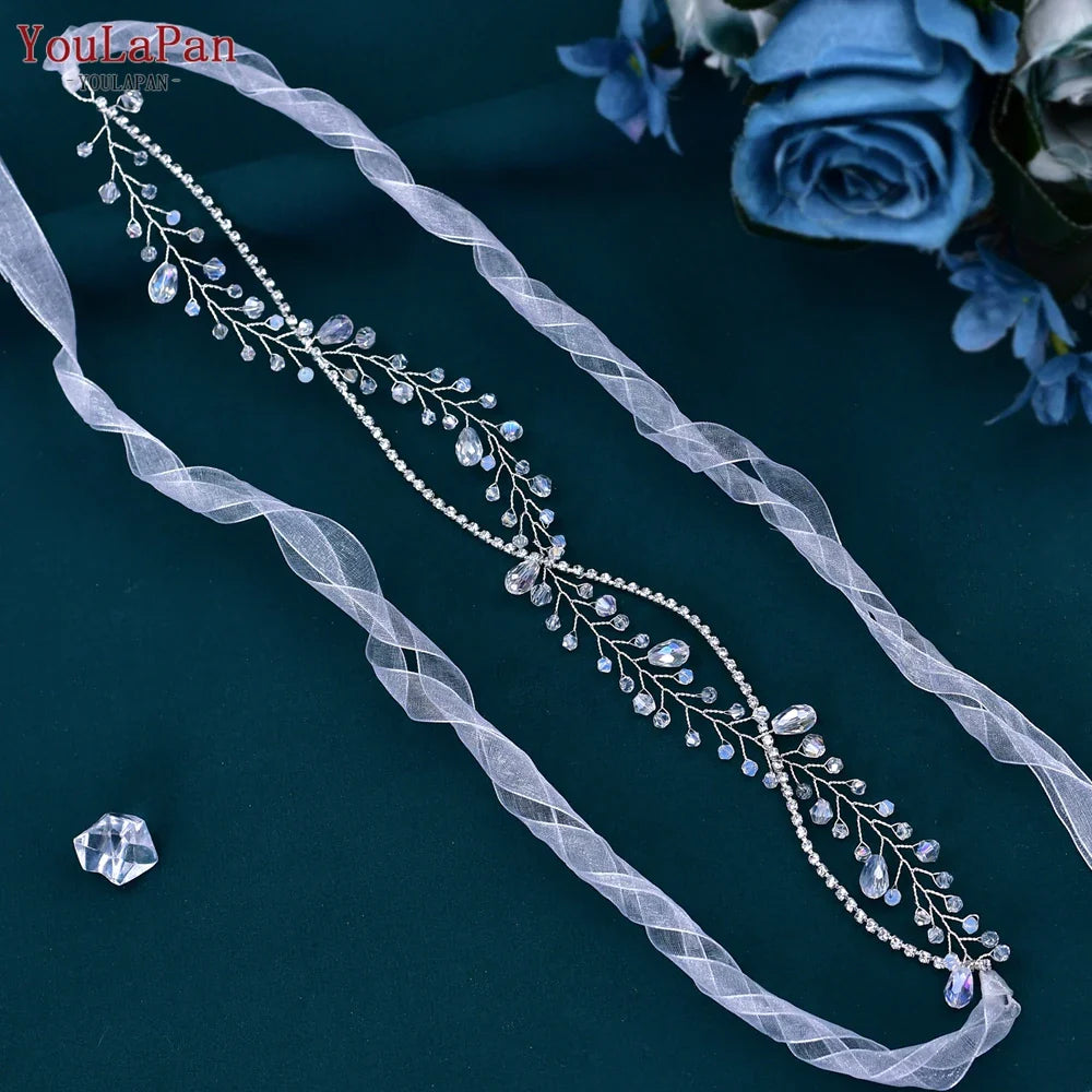 YouLaPan SH93 Clear Crystal Bridal Belts Thin Bridal Belt Rhinestone Bridal Belt Accessories Belt for Dress Wedding Accessories