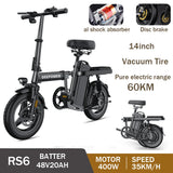 ZPW RS6 Ebike 400W 48V 35AH 14 Inch Vacuum Tire Adult Mini Electric Bicycles City Commuting Folding Electric Bike booster bike