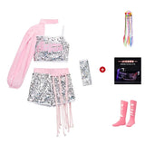 ZZL Jazz Dance Hip-hop Costume Urban Dance Girl Clothes Pink Sequin Style Dace Wear Teen Street Shiny Cool Clothes for Children