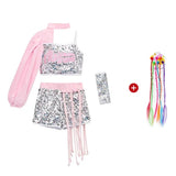 ZZL Jazz Dance Hip-hop Costume Urban Dance Girl Clothes Pink Sequin Style Dace Wear Teen Street Shiny Cool Clothes for Children