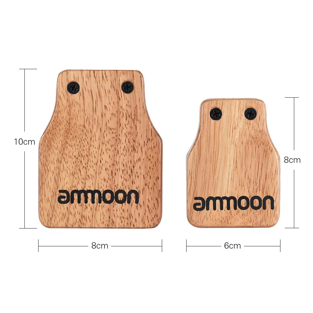 ammoon 2pcs Cajon Box Drum Large & Medium Companion Accessory Castanets for Hand Percussion Instruments