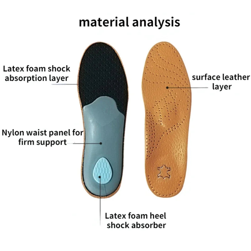 cowhide Shoes Insole Leather Orthotic Insoles Flat Feet High Arch Support Orthopedic Shoes Sole Fit In O/X Leg Corrected Insert