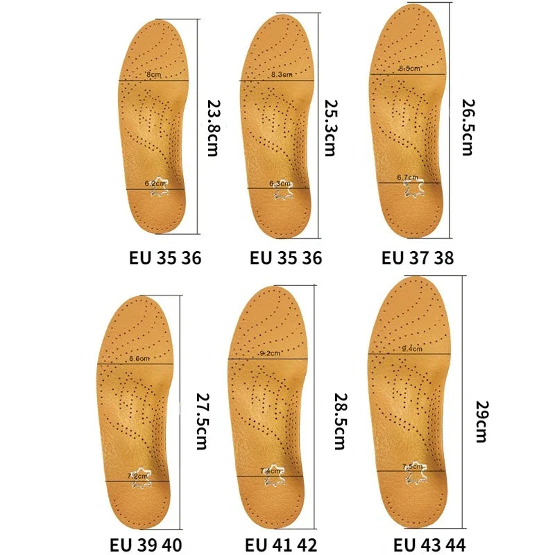 cowhide Shoes Insole Leather Orthotic Insoles Flat Feet High Arch Support Orthopedic Shoes Sole Fit In O/X Leg Corrected Insert