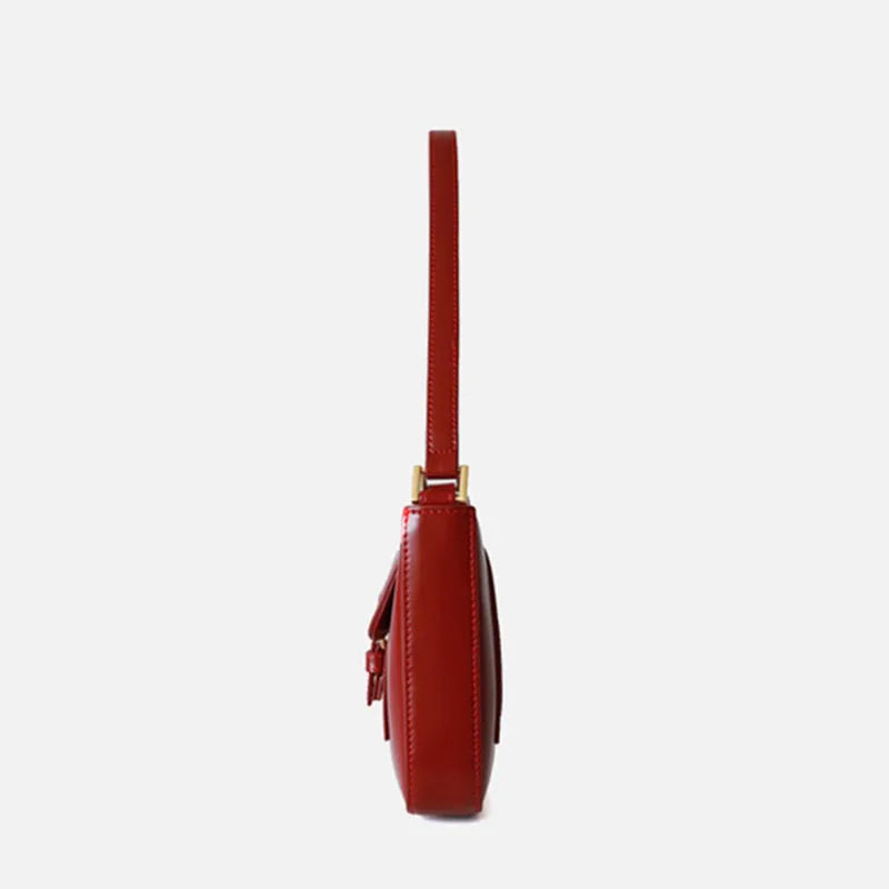 genuine Leather women shoulder bag cowhide material black cream burgundy colors leather strap purse for girl